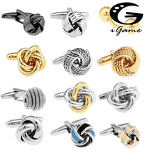 Load image into Gallery viewer, Free shipping Black Cufflinks for men fashion knot design top quality copper hotsale cufflinks whoelsale&retail