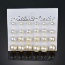 Load image into Gallery viewer, LETAPI Fashion 12 pair/set Women Statement Crystal Stud Earrings for Women Piercing Simulated Pearl Flower Earrings