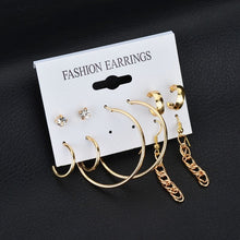 Load image into Gallery viewer, LETAPI Fashion 12 pair/set Women Statement Crystal Stud Earrings for Women Piercing Simulated Pearl Flower Earrings