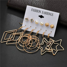 Load image into Gallery viewer, LETAPI Fashion 12 pair/set Women Statement Crystal Stud Earrings for Women Piercing Simulated Pearl Flower Earrings