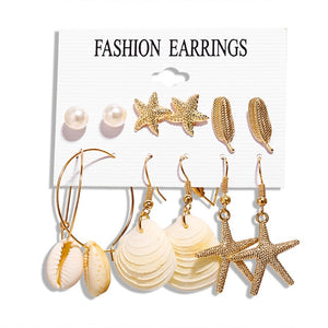 17KM Fashion Acrylic Shell Earrings Set For Women Bohemian Leopard Tassel Long Stud Earrings 2019 Brincos Geometric DIY Jewelry