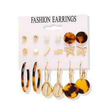 Load image into Gallery viewer, 17KM Fashion Acrylic Shell Earrings Set For Women Bohemian Leopard Tassel Long Stud Earrings 2019 Brincos Geometric DIY Jewelry