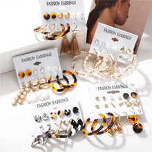 Load image into Gallery viewer, 17KM Fashion Acrylic Shell Earrings Set For Women Bohemian Leopard Tassel Long Stud Earrings 2019 Brincos Geometric DIY Jewelry