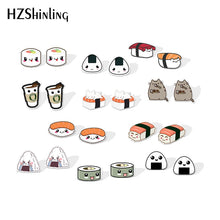 Load image into Gallery viewer, 2019 Lovely Sushi Resin Earrings Kawaii Cartoon Rice Ball Acrylic Earrings Food Art Epoxy Stud Earring