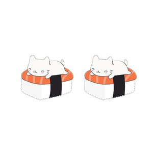 2019 Lovely Sushi Resin Earrings Kawaii Cartoon Rice Ball Acrylic Earrings Food Art Epoxy Stud Earring