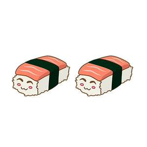 2019 Lovely Sushi Resin Earrings Kawaii Cartoon Rice Ball Acrylic Earrings Food Art Epoxy Stud Earring