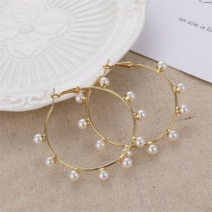VKME Large Geometric Pearl Earrings Long Earrings Women Earrings Pendant Earrings Brincos Ethnic Vintage Jewelry Party Gifts