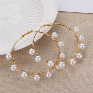 VKME Large Geometric Pearl Earrings Long Earrings Women Earrings Pendant Earrings Brincos Ethnic Vintage Jewelry Party Gifts