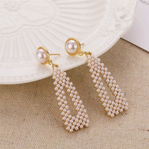 VKME Large Geometric Pearl Earrings Long Earrings Women Earrings Pendant Earrings Brincos Ethnic Vintage Jewelry Party Gifts