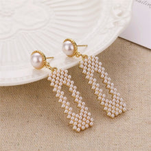 Load image into Gallery viewer, VKME Large Geometric Pearl Earrings Long Earrings Women Earrings Pendant Earrings Brincos Ethnic Vintage Jewelry Party Gifts
