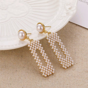 VKME Large Geometric Pearl Earrings Long Earrings Women Earrings Pendant Earrings Brincos Ethnic Vintage Jewelry Party Gifts