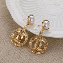 Load image into Gallery viewer, VKME Large Geometric Pearl Earrings Long Earrings Women Earrings Pendant Earrings Brincos Ethnic Vintage Jewelry Party Gifts