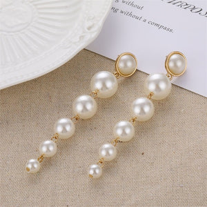 VKME Large Geometric Pearl Earrings Long Earrings Women Earrings Pendant Earrings Brincos Ethnic Vintage Jewelry Party Gifts