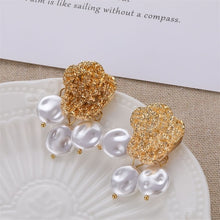 Load image into Gallery viewer, VKME Large Geometric Pearl Earrings Long Earrings Women Earrings Pendant Earrings Brincos Ethnic Vintage Jewelry Party Gifts