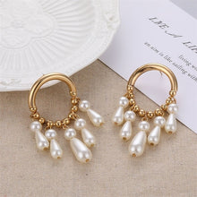 Load image into Gallery viewer, VKME Large Geometric Pearl Earrings Long Earrings Women Earrings Pendant Earrings Brincos Ethnic Vintage Jewelry Party Gifts