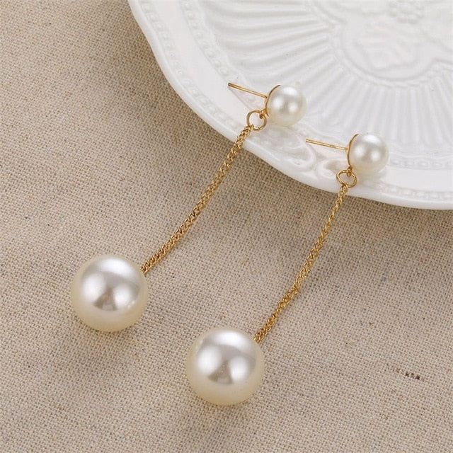 VKME Large Geometric Pearl Earrings Long Earrings Women Earrings Pendant Earrings Brincos Ethnic Vintage Jewelry Party Gifts