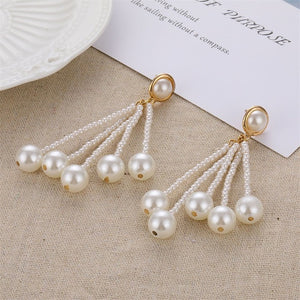 VKME Large Geometric Pearl Earrings Long Earrings Women Earrings Pendant Earrings Brincos Ethnic Vintage Jewelry Party Gifts
