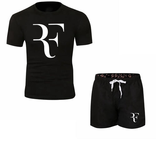 Roger Federer RF Tracksuit Summer Shirt +Shorts Outwear Sporting Men Sets T Shirts clothing Two piece suit Casual Tshirt