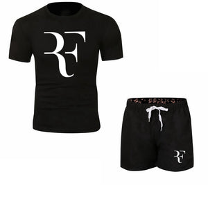 Roger Federer RF Tracksuit Summer Shirt +Shorts Outwear Sporting Men Sets T Shirts clothing Two piece suit Casual Tshirt