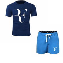 Load image into Gallery viewer, Roger Federer RF Tracksuit Summer Shirt +Shorts Outwear Sporting Men Sets T Shirts clothing Two piece suit Casual Tshirt