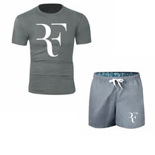 Load image into Gallery viewer, Roger Federer RF Tracksuit Summer Shirt +Shorts Outwear Sporting Men Sets T Shirts clothing Two piece suit Casual Tshirt