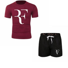 Load image into Gallery viewer, Roger Federer RF Tracksuit Summer Shirt +Shorts Outwear Sporting Men Sets T Shirts clothing Two piece suit Casual Tshirt