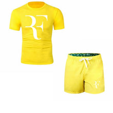 Load image into Gallery viewer, Roger Federer RF Tracksuit Summer Shirt +Shorts Outwear Sporting Men Sets T Shirts clothing Two piece suit Casual Tshirt