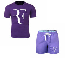 Load image into Gallery viewer, Roger Federer RF Tracksuit Summer Shirt +Shorts Outwear Sporting Men Sets T Shirts clothing Two piece suit Casual Tshirt