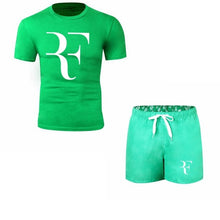 Load image into Gallery viewer, Roger Federer RF Tracksuit Summer Shirt +Shorts Outwear Sporting Men Sets T Shirts clothing Two piece suit Casual Tshirt