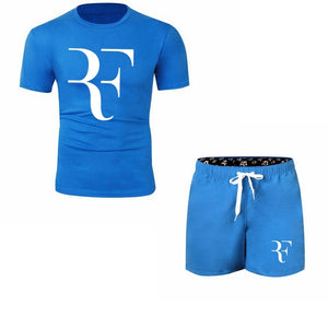 Roger Federer RF Tracksuit Summer Shirt +Shorts Outwear Sporting Men Sets T Shirts clothing Two piece suit Casual Tshirt
