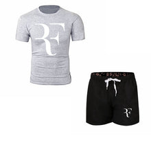 Load image into Gallery viewer, Roger Federer RF Tracksuit Summer Shirt +Shorts Outwear Sporting Men Sets T Shirts clothing Two piece suit Casual Tshirt
