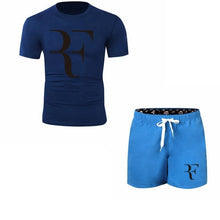 Load image into Gallery viewer, Roger Federer RF Tracksuit Summer Shirt +Shorts Outwear Sporting Men Sets T Shirts clothing Two piece suit Casual Tshirt