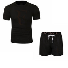 Load image into Gallery viewer, Roger Federer RF Tracksuit Summer Shirt +Shorts Outwear Sporting Men Sets T Shirts clothing Two piece suit Casual Tshirt