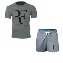 Load image into Gallery viewer, Roger Federer RF Tracksuit Summer Shirt +Shorts Outwear Sporting Men Sets T Shirts clothing Two piece suit Casual Tshirt