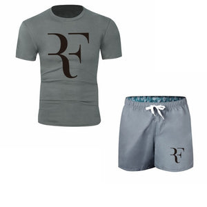 Roger Federer RF Tracksuit Summer Shirt +Shorts Outwear Sporting Men Sets T Shirts clothing Two piece suit Casual Tshirt