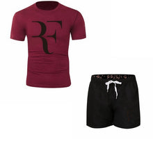 Load image into Gallery viewer, Roger Federer RF Tracksuit Summer Shirt +Shorts Outwear Sporting Men Sets T Shirts clothing Two piece suit Casual Tshirt