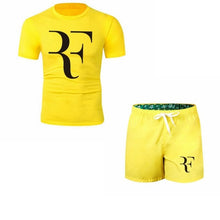 Load image into Gallery viewer, Roger Federer RF Tracksuit Summer Shirt +Shorts Outwear Sporting Men Sets T Shirts clothing Two piece suit Casual Tshirt