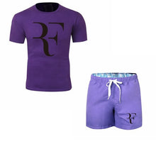Load image into Gallery viewer, Roger Federer RF Tracksuit Summer Shirt +Shorts Outwear Sporting Men Sets T Shirts clothing Two piece suit Casual Tshirt