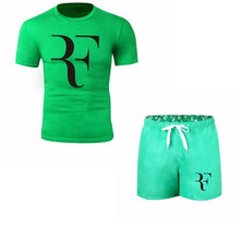Load image into Gallery viewer, Roger Federer RF Tracksuit Summer Shirt +Shorts Outwear Sporting Men Sets T Shirts clothing Two piece suit Casual Tshirt