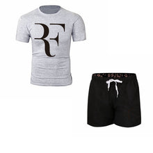 Load image into Gallery viewer, Roger Federer RF Tracksuit Summer Shirt +Shorts Outwear Sporting Men Sets T Shirts clothing Two piece suit Casual Tshirt