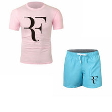 Load image into Gallery viewer, Roger Federer RF Tracksuit Summer Shirt +Shorts Outwear Sporting Men Sets T Shirts clothing Two piece suit Casual Tshirt