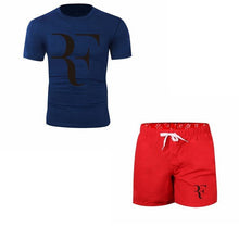Load image into Gallery viewer, Roger Federer RF Tracksuit Summer Shirt +Shorts Outwear Sporting Men Sets T Shirts clothing Two piece suit Casual Tshirt