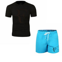 Load image into Gallery viewer, Roger Federer RF Tracksuit Summer Shirt +Shorts Outwear Sporting Men Sets T Shirts clothing Two piece suit Casual Tshirt